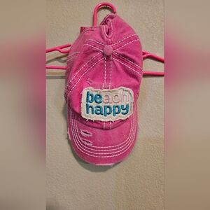 C.C Kids Pink 'Beach Happy' Embroidered Hat